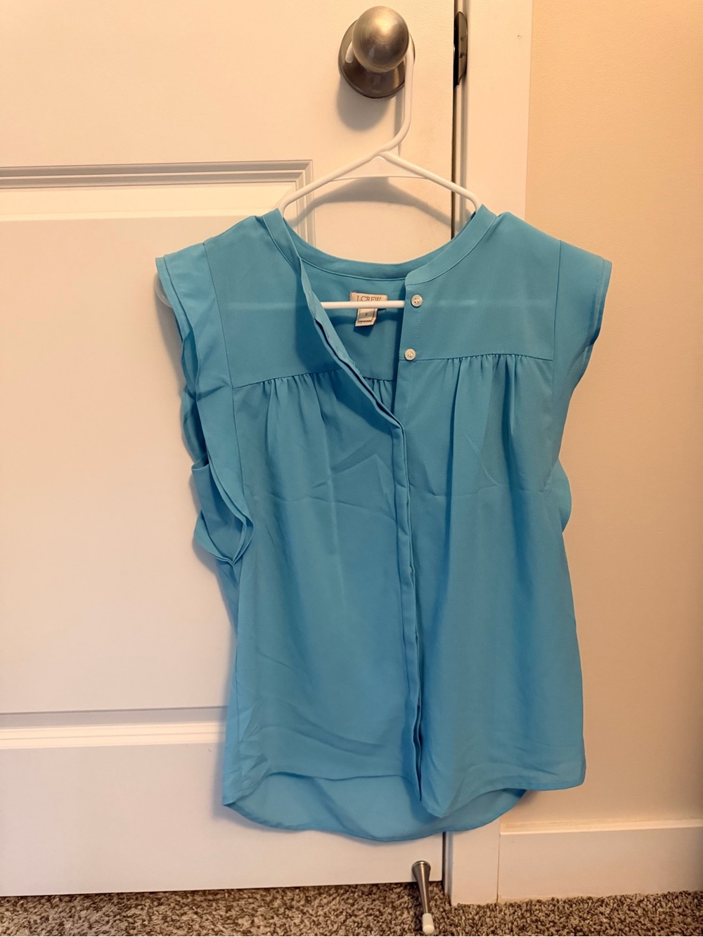 JCrew Sleeveless Button-Front Shell Top in Sky Blue